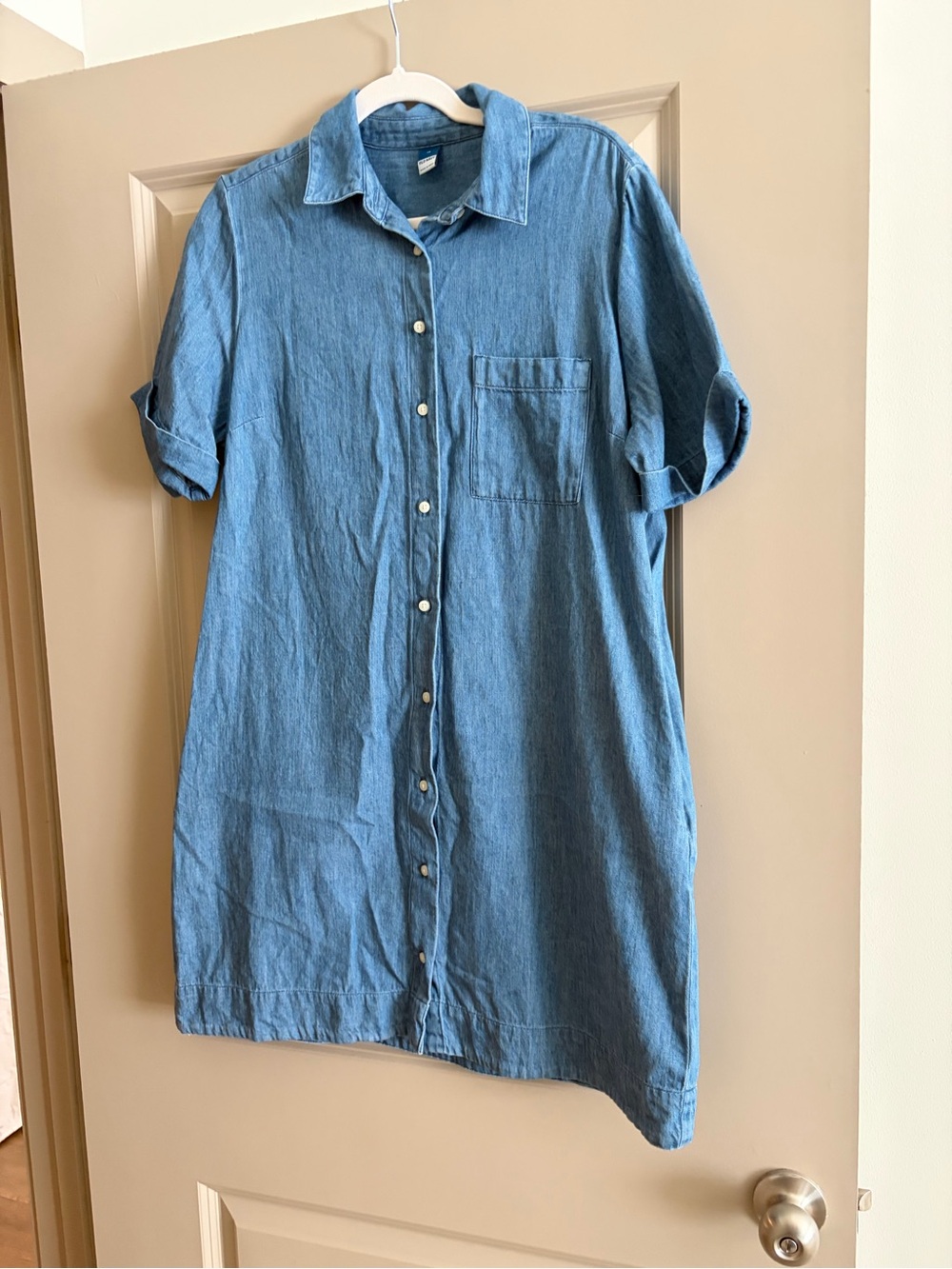 Old Navy Light Blue Denim-Style Button-Down Shirt Dress